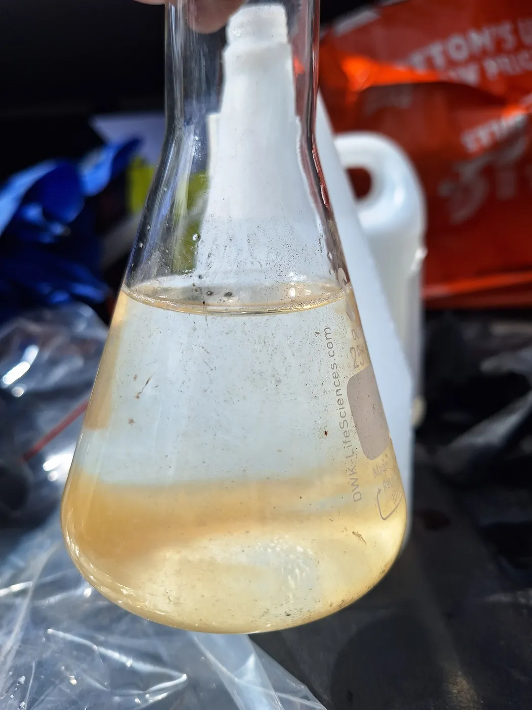 Jar test sample of site water